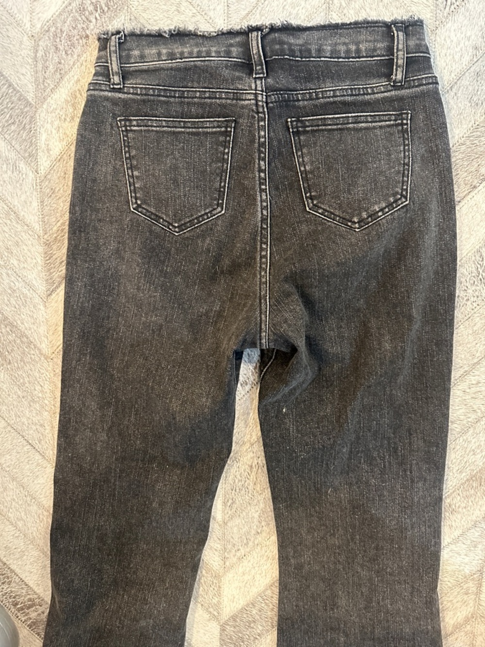 Frayed rhinestone fringe hem Women's High-Rise Jeans Medium - Picture 5 of 7